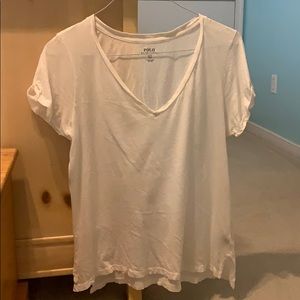 Ralph Lauren white v neck burn out tee